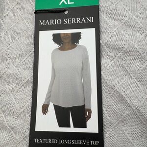 Mario Serrani Women's Cream Textured Long Sleeve Top